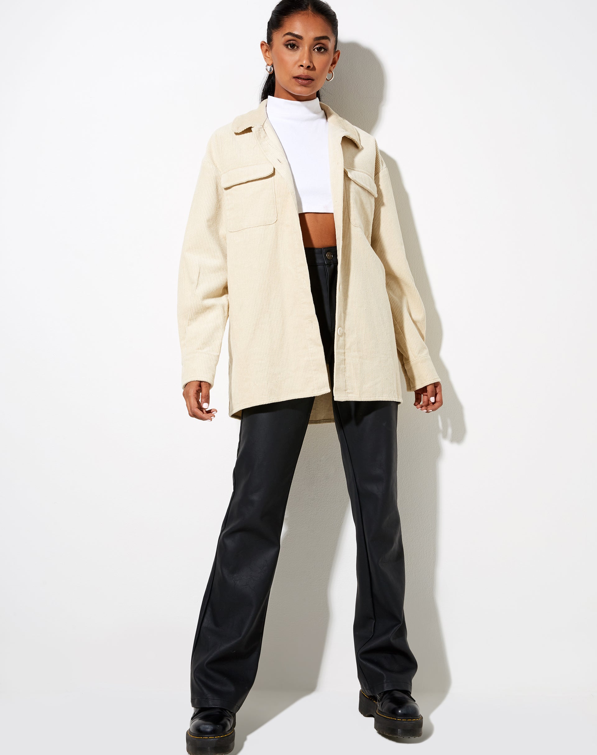 Marcy Shirt in Corduroy Tan-Nico Sky