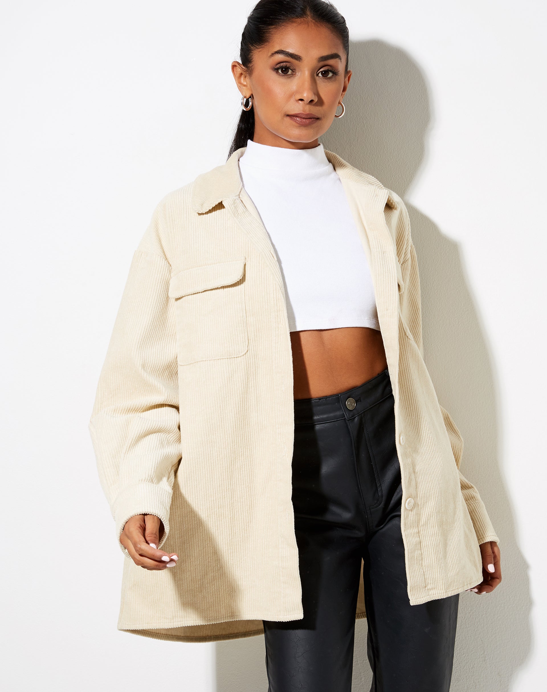 Marcy Shirt in Corduroy Tan-Nico Sky