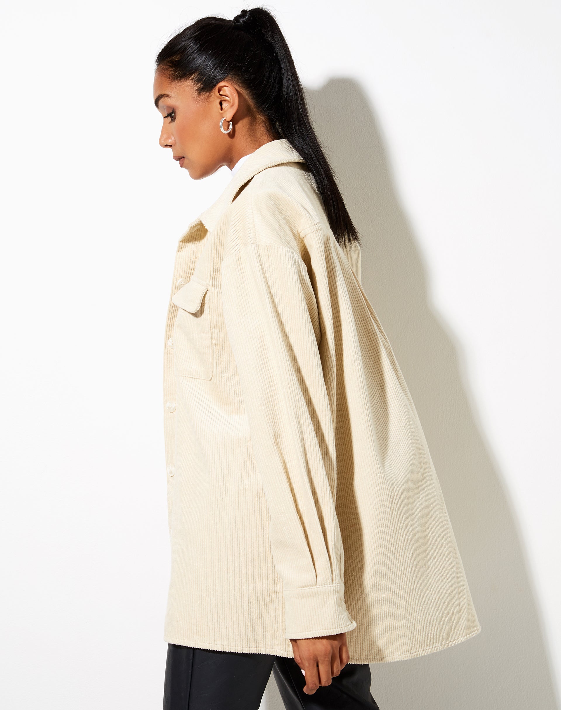 Marcy Shirt in Corduroy Tan-Nico Sky