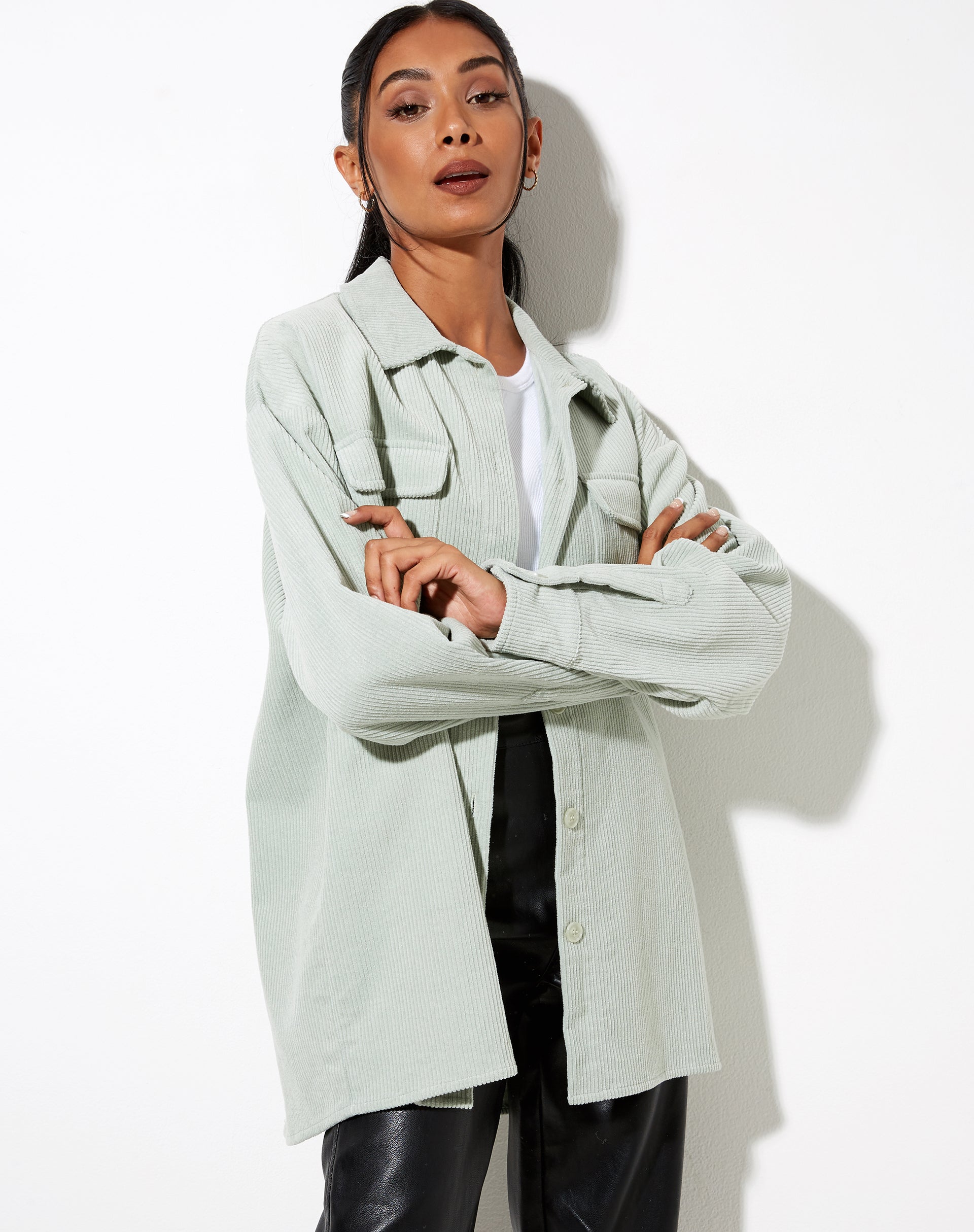 Marcy Shirt in Corduroy Washed Blue-Nico Sky