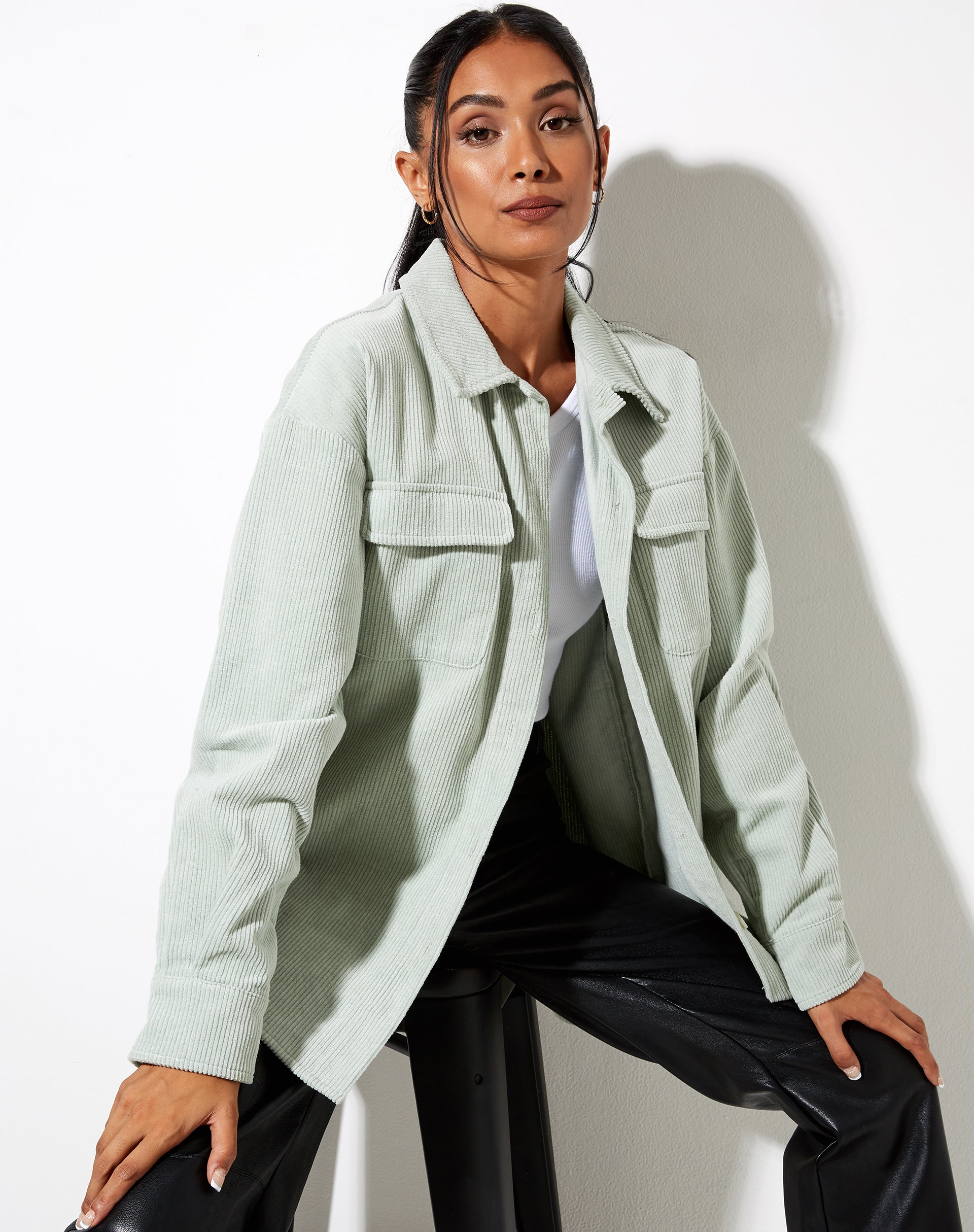 Marcy Shirt in Corduroy Washed Blue-Nico Sky