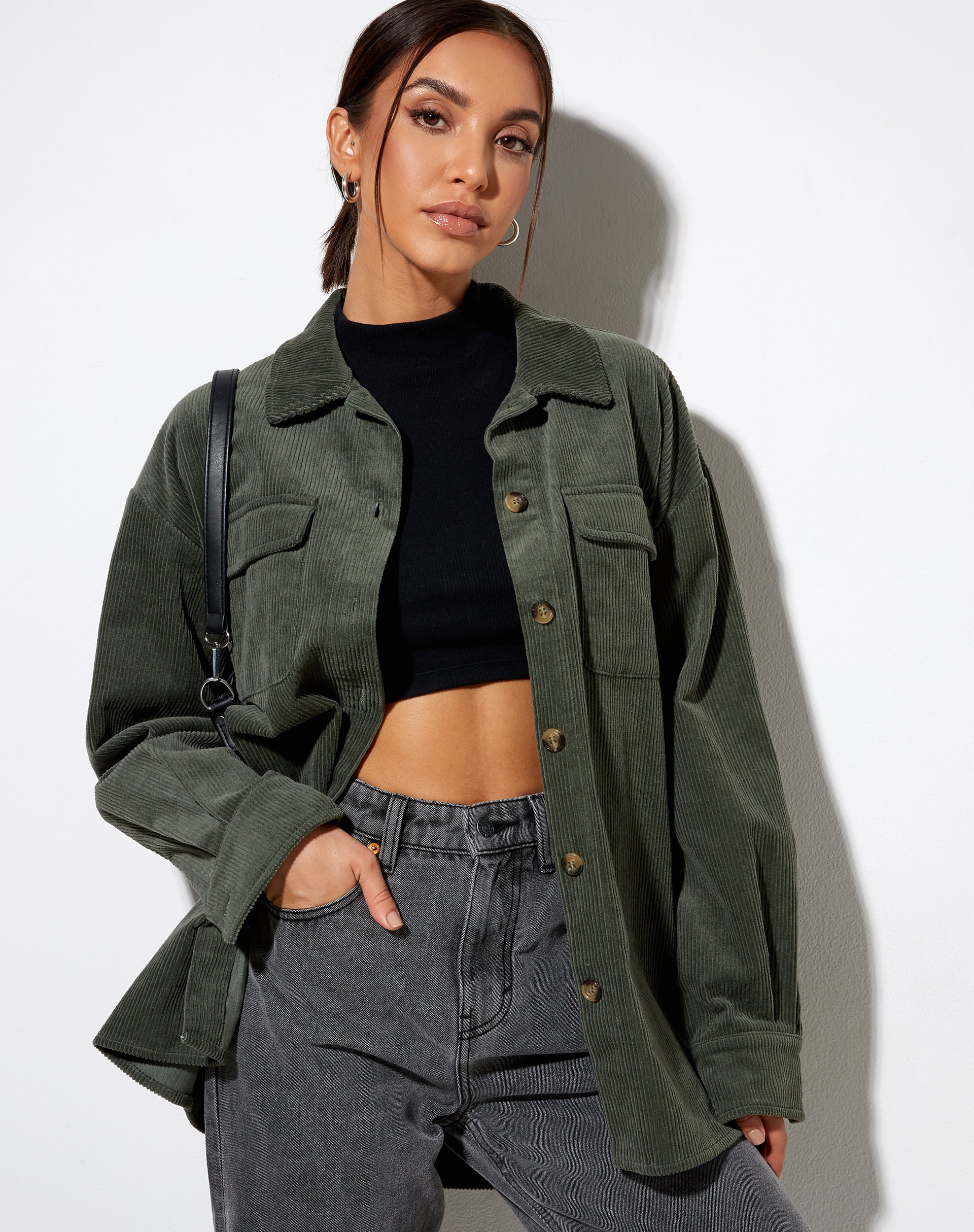 Marcy Shirt in Corduroy Khaki-Nico Sky