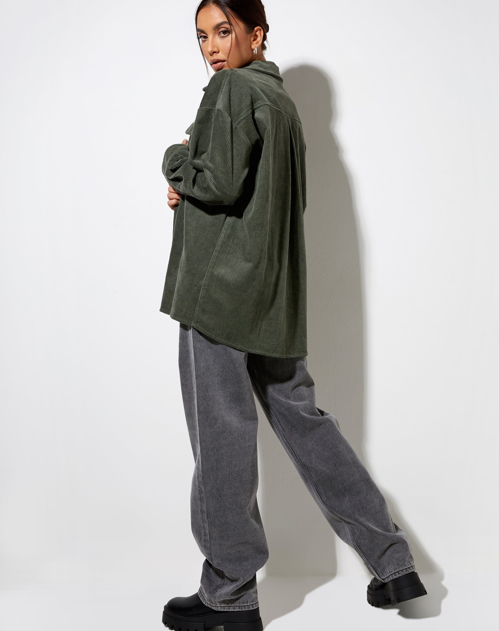 Marcy Shirt in Corduroy Khaki-Nico Sky