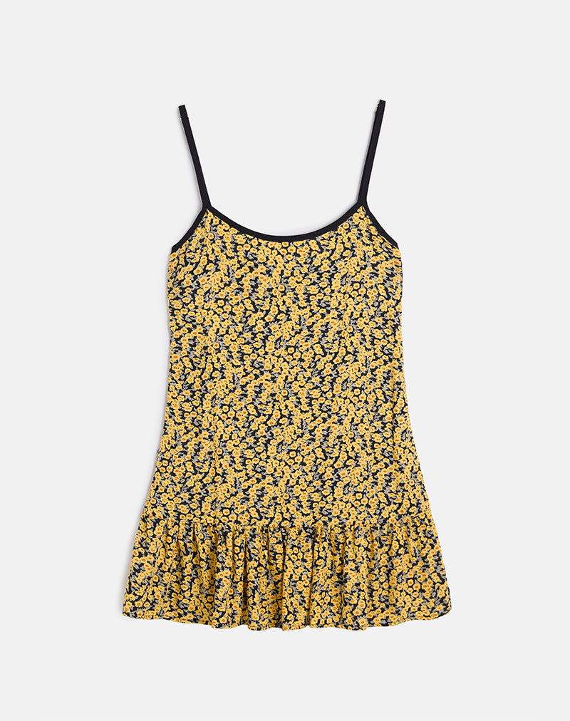 Marige Roundneck Mini Dress in Mini Bloom Yellow-Nico Sky