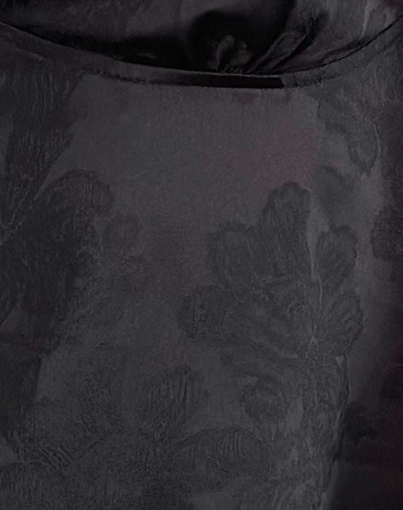 Marinda Top in Satin Jacquard Black-Nico Sky
