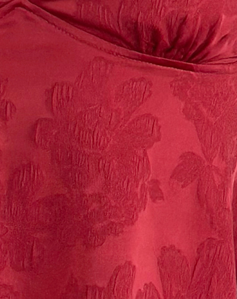 Marinda Top in Satin Jacquard Burgundy-Nico Sky