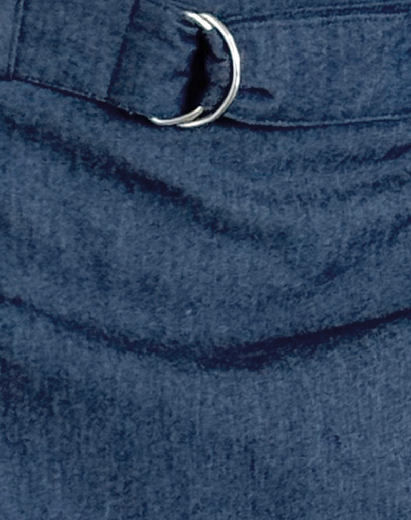 Marine Belted Skirt in Denim Chambray Indigo-Nico Sky