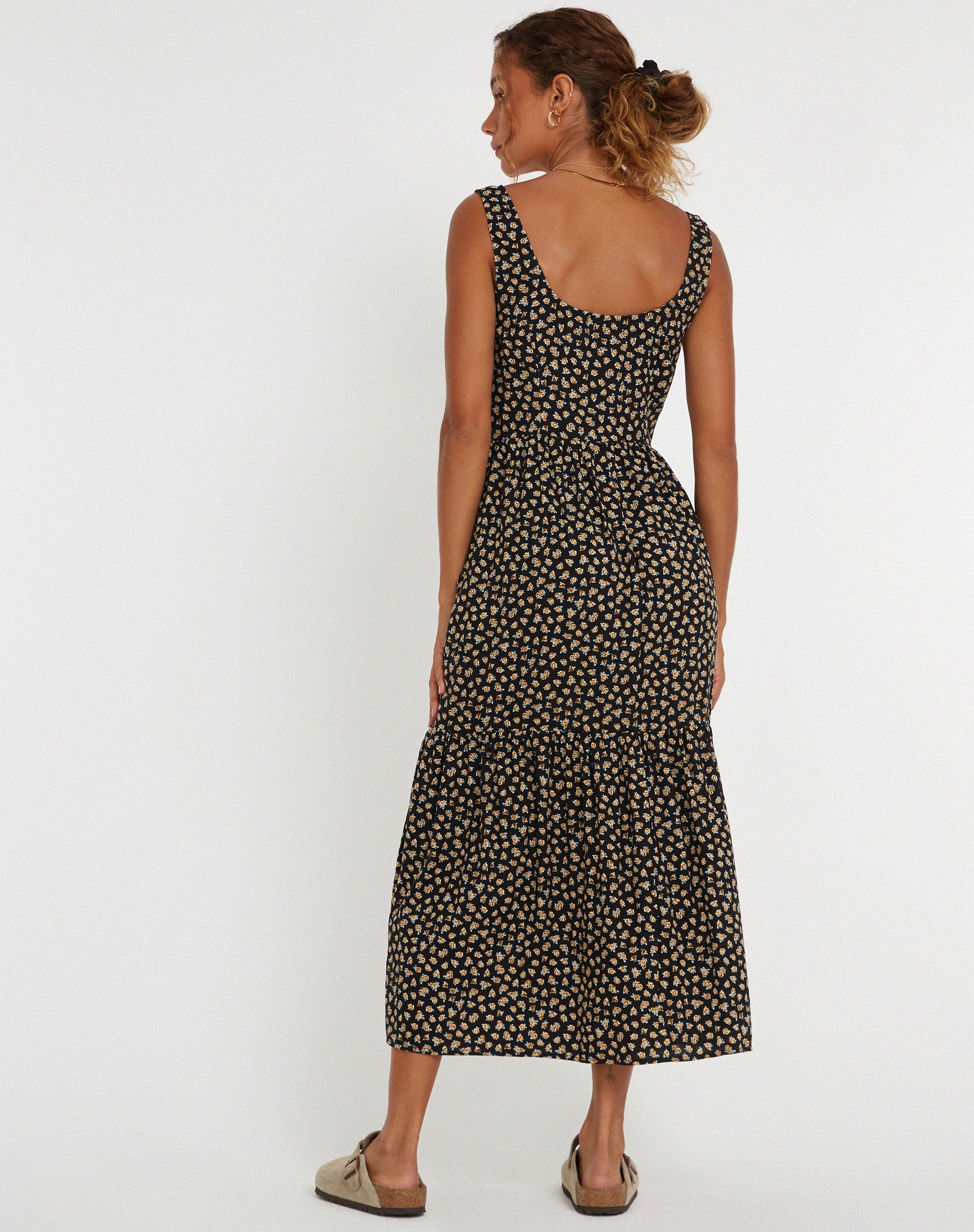 Marisol Maxi Dress in Ditsy Floral Bronze-Nico Sky