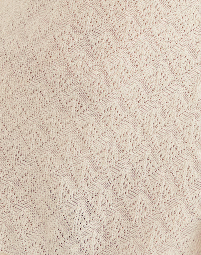 Mariza Mini Dress in Pointelle Ivory-Nico Sky