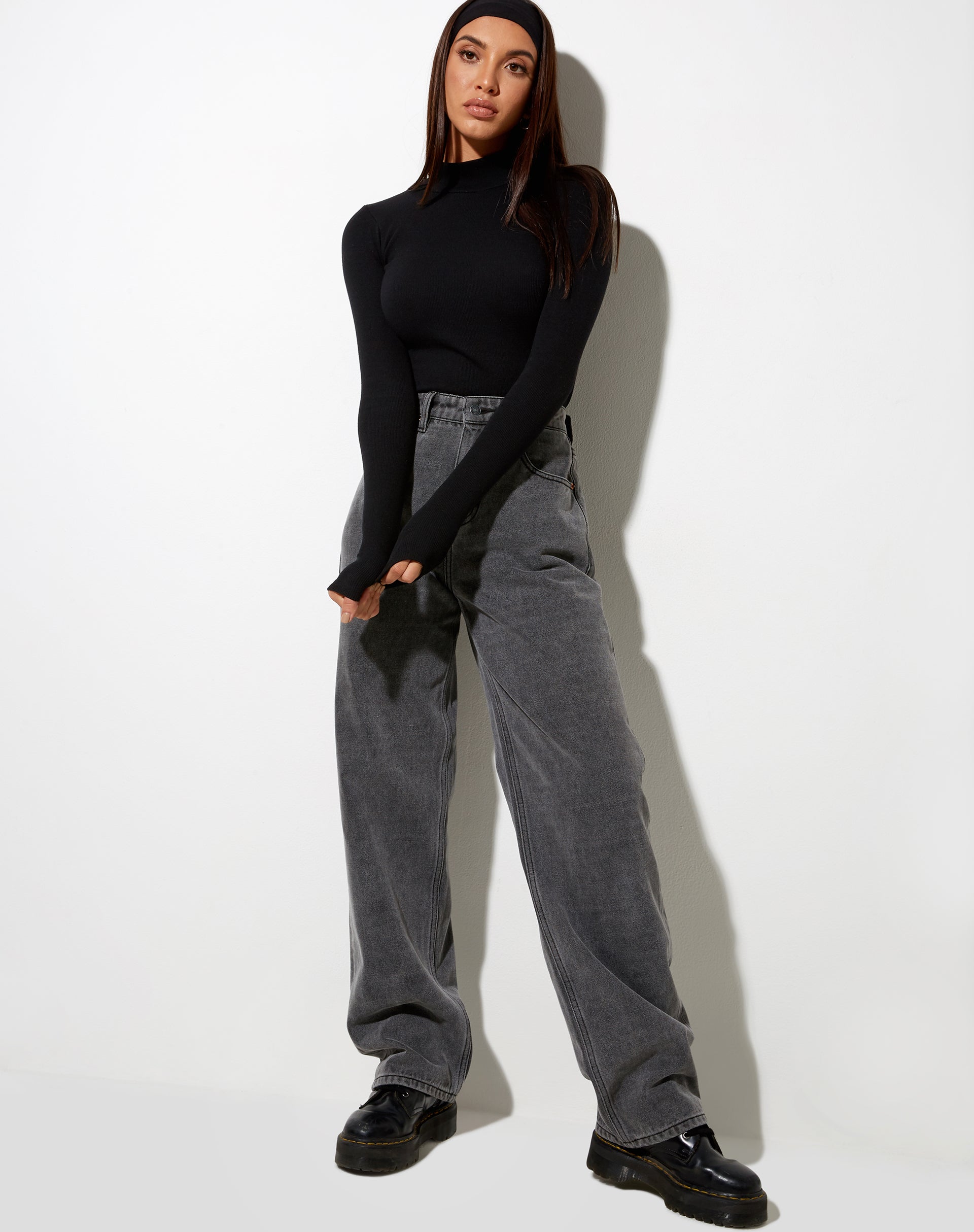 Matri Top in Rib Black-Nico Sky