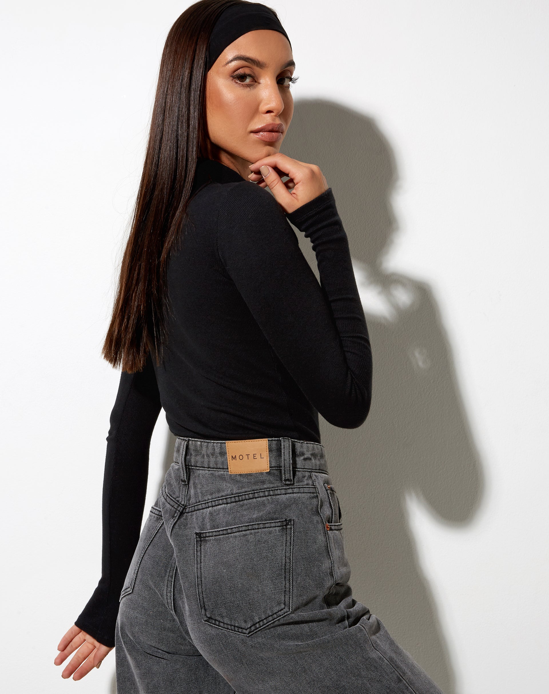 Matri Top in Rib Black-Nico Sky