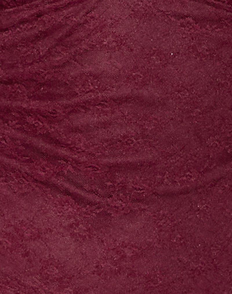 Matua Halter Top in Clover Lace Maroon-Nico Sky