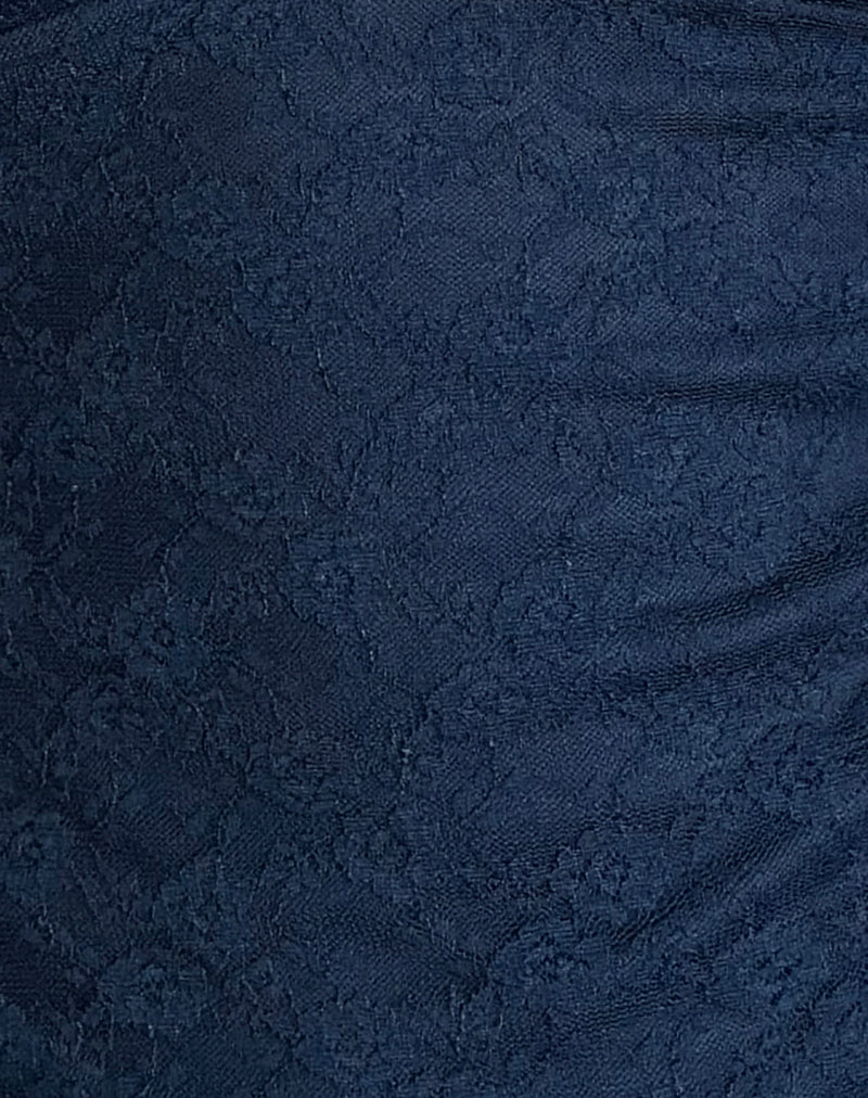 Matua Halter Top in Clover Lace Navy-Nico Sky