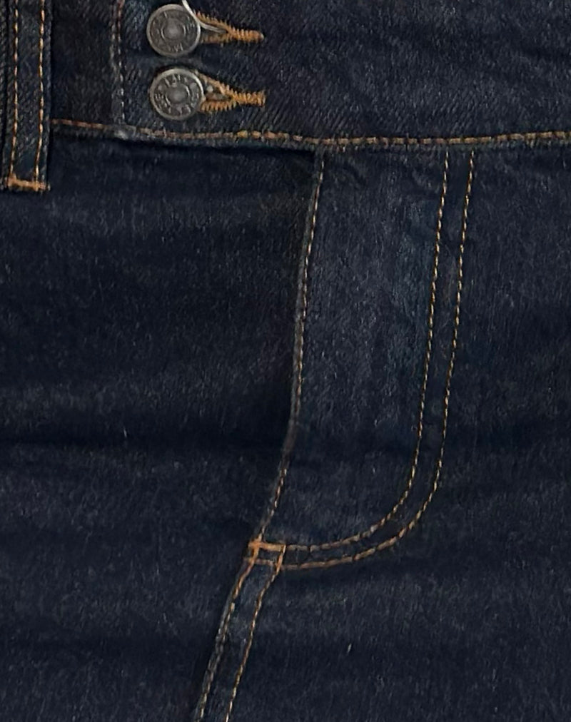 Rigid Micro Denim Skirt in Indigo-Nico Sky