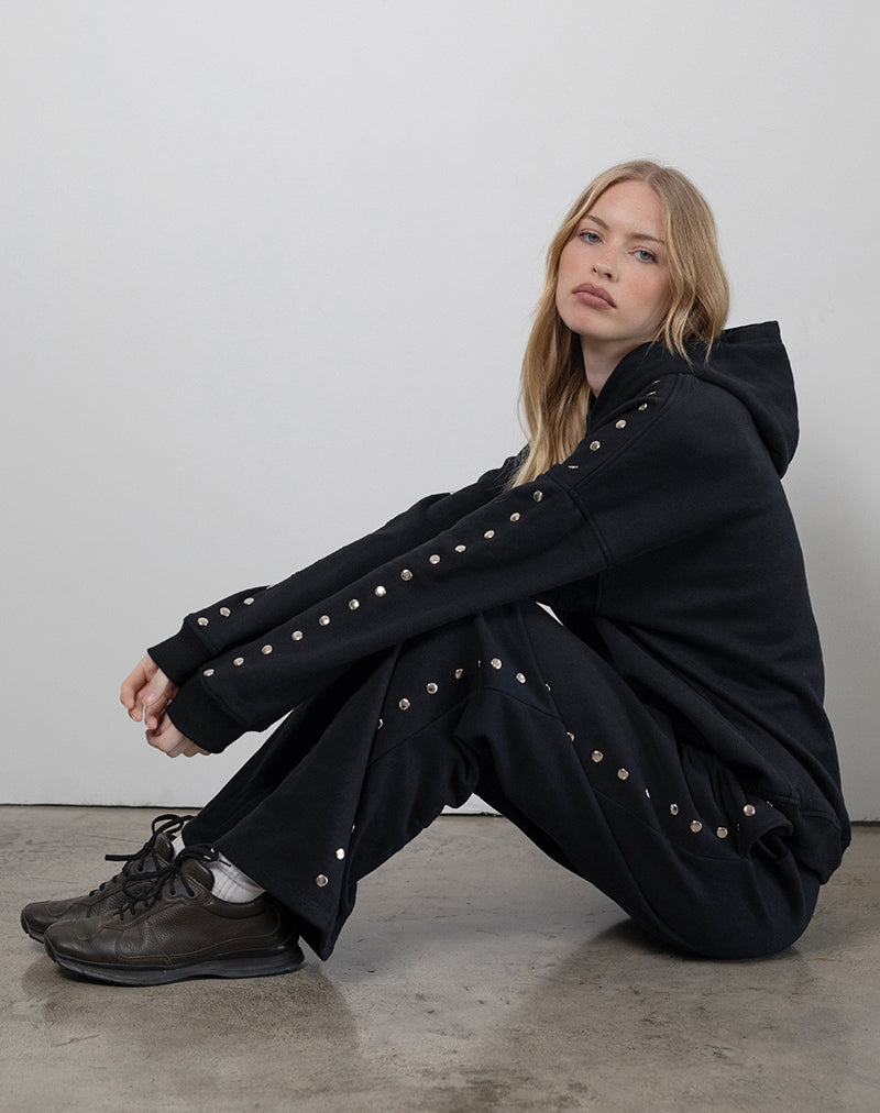 Max Hoodie in Black with Studs-Nico Sky