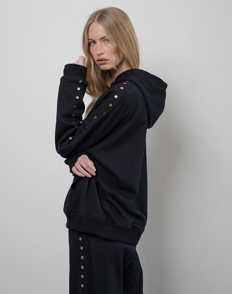 Max Hoodie in Black with Studs-Nico Sky