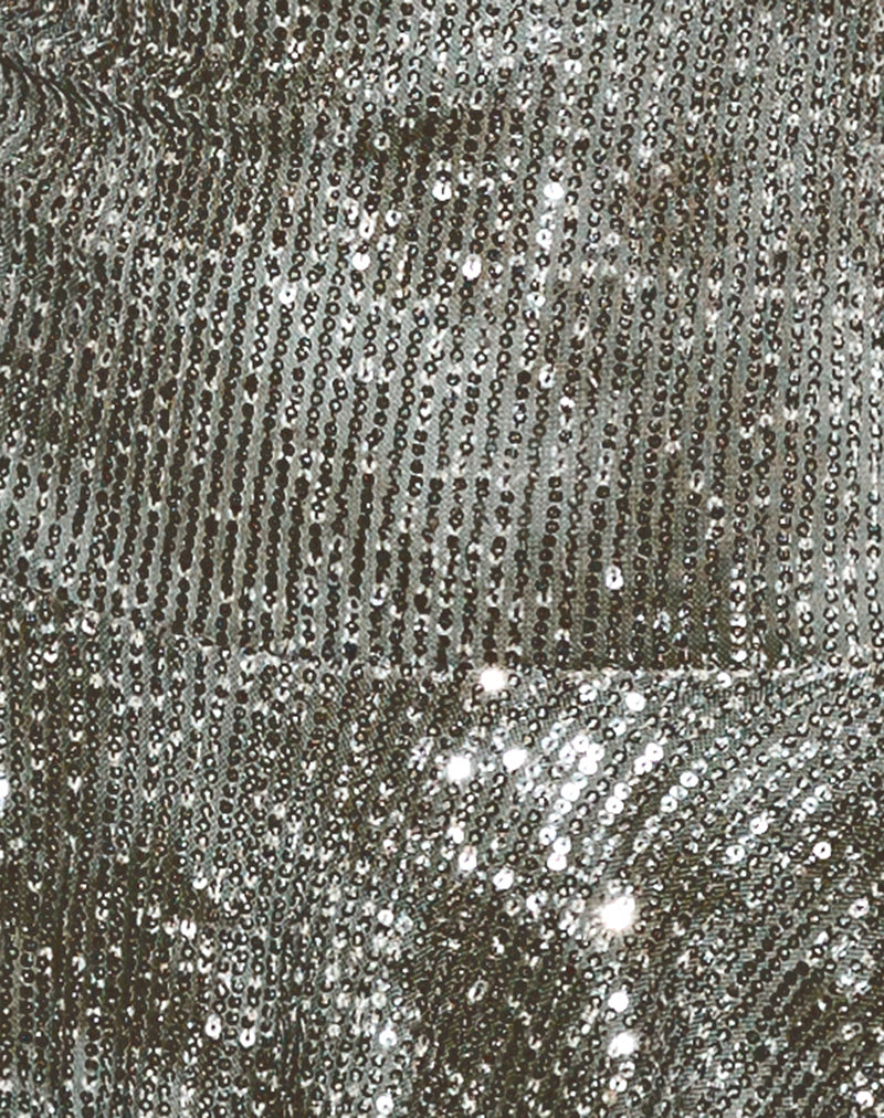 Meden Mini Dress in Sequin Green Grey-Nico Sky