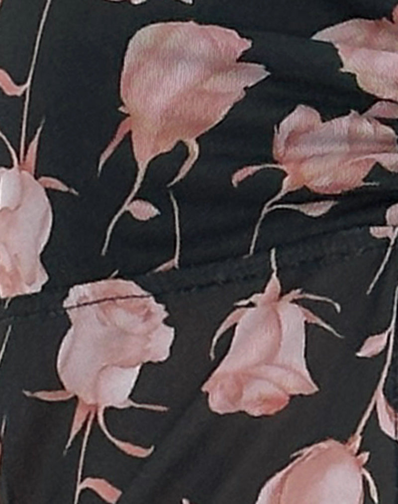 Megumi Top in Falling Rose Jet Black-Nico Sky