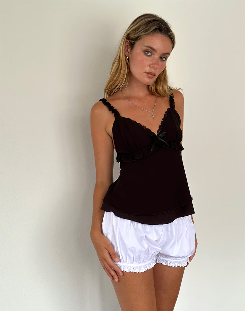 Melinda Frill Edge Cami Top in Black-Nico Sky