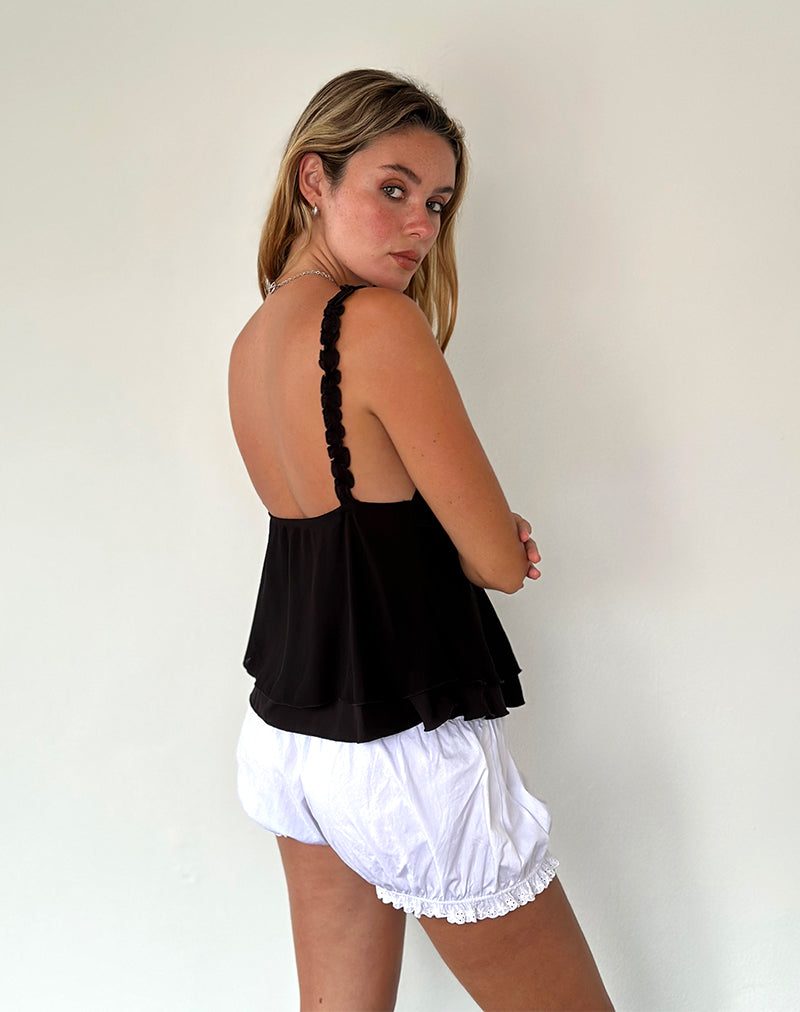 Melinda Frill Edge Cami Top in Black-Nico Sky