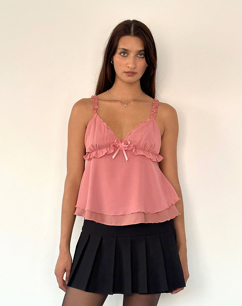 Melinda Frill Cami Top in Chiffon Blush-Nico Sky