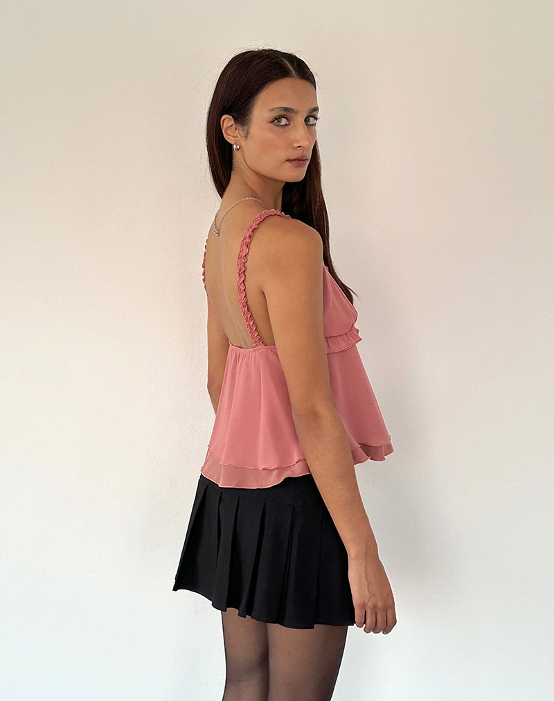 Melinda Frill Cami Top in Chiffon Blush-Nico Sky