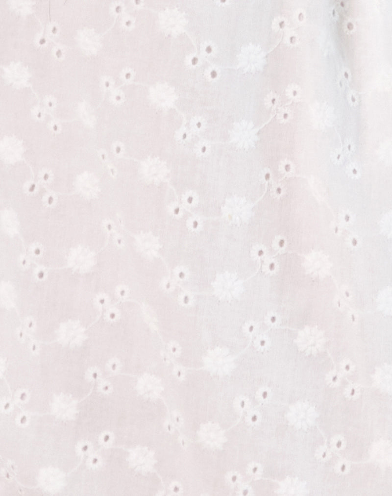 Melisandre Mini Dress in Broderie Ivory-Nico Sky