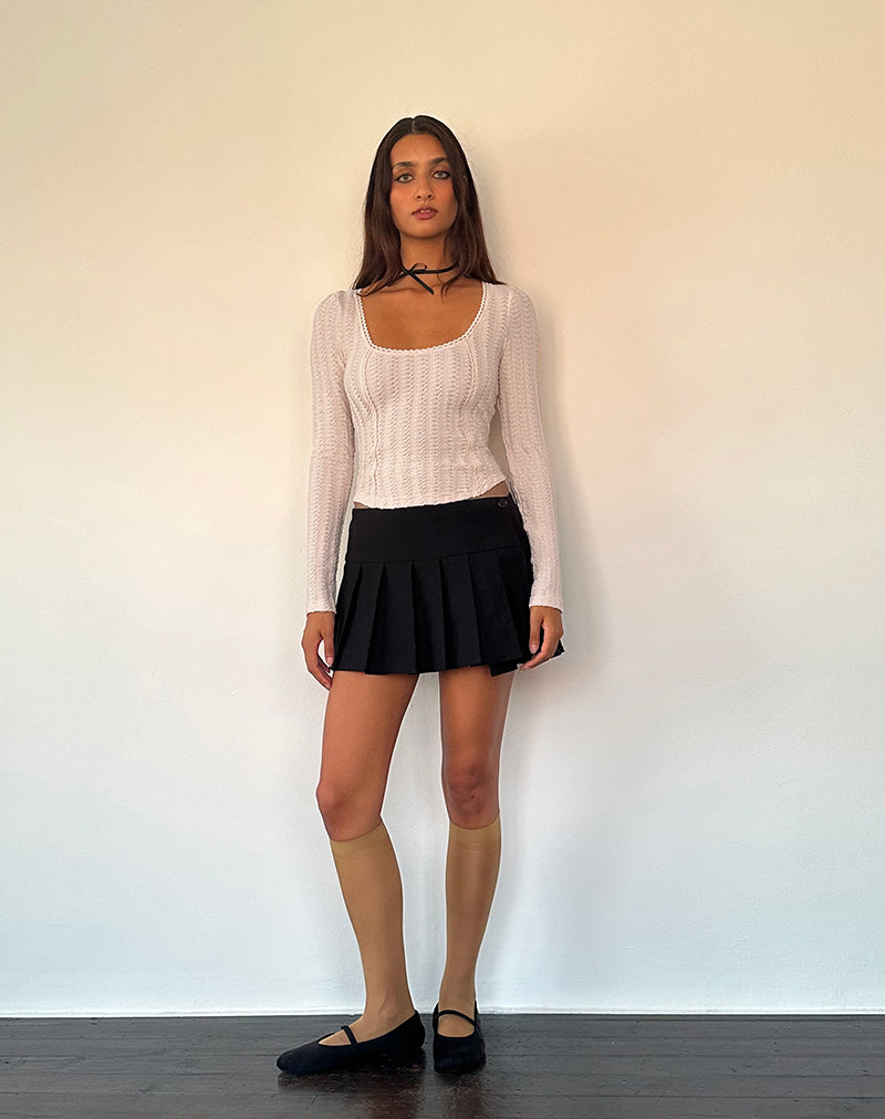 Melissa Textured Long Sleeve Top in Light Peach-Nico Sky