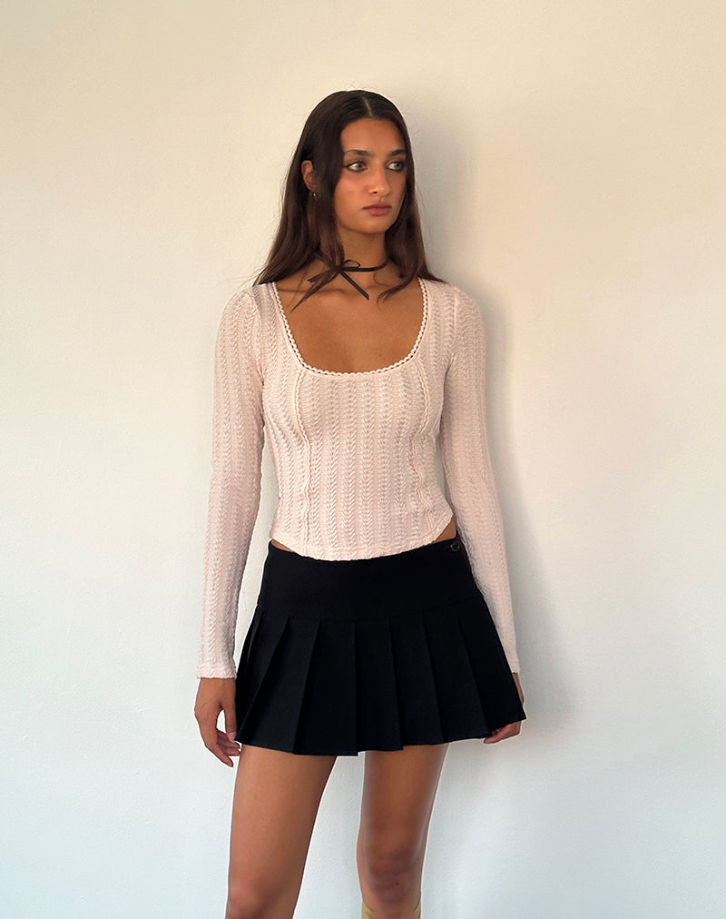 Melissa Textured Long Sleeve Top in Light Peach-Nico Sky