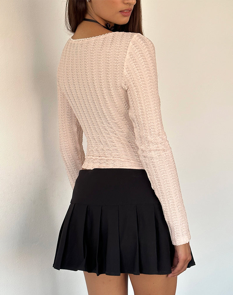 Melissa Textured Long Sleeve Top in Light Peach-Nico Sky