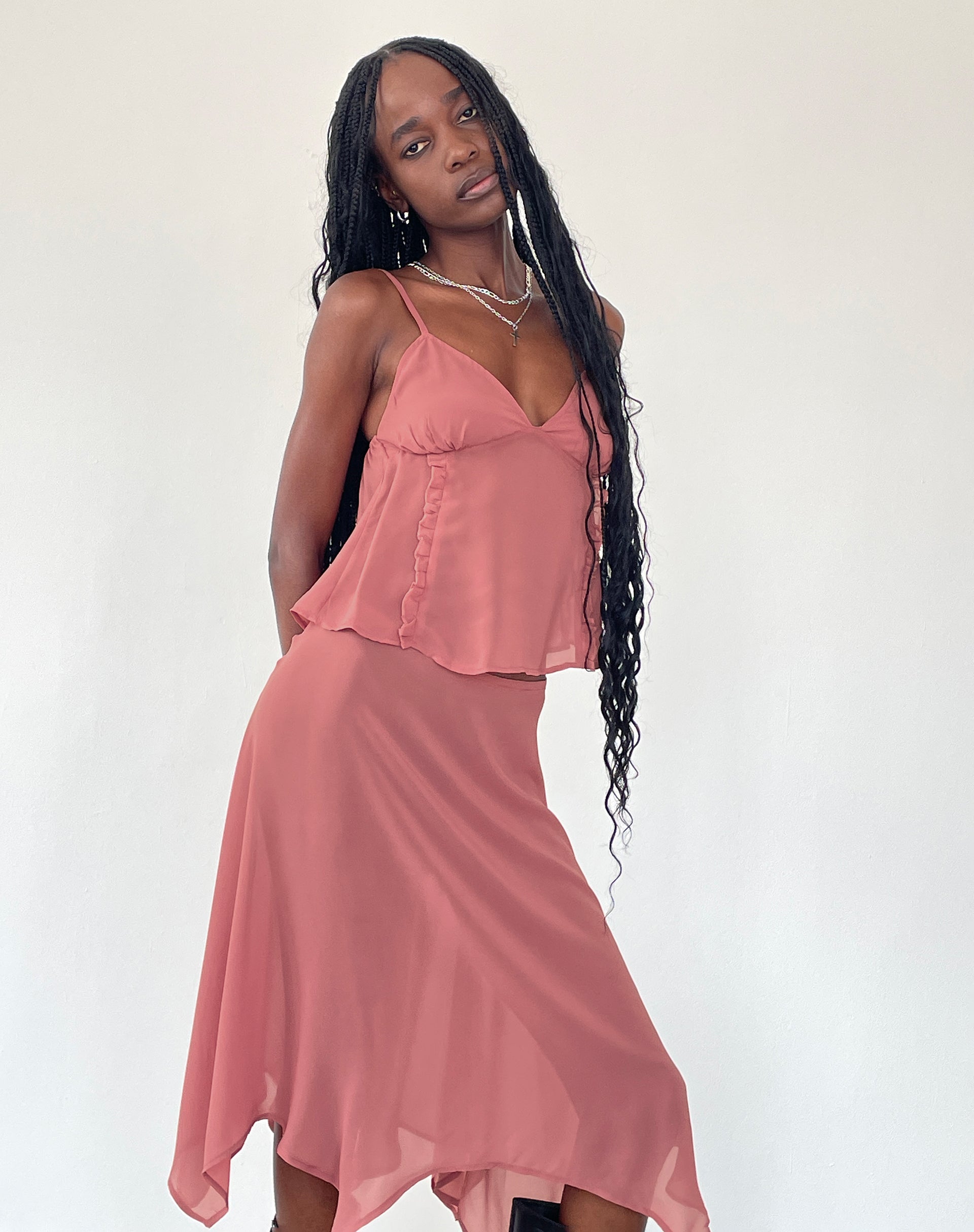 Melly Chiffon Cami Top in Dessert Sand-Nico Sky