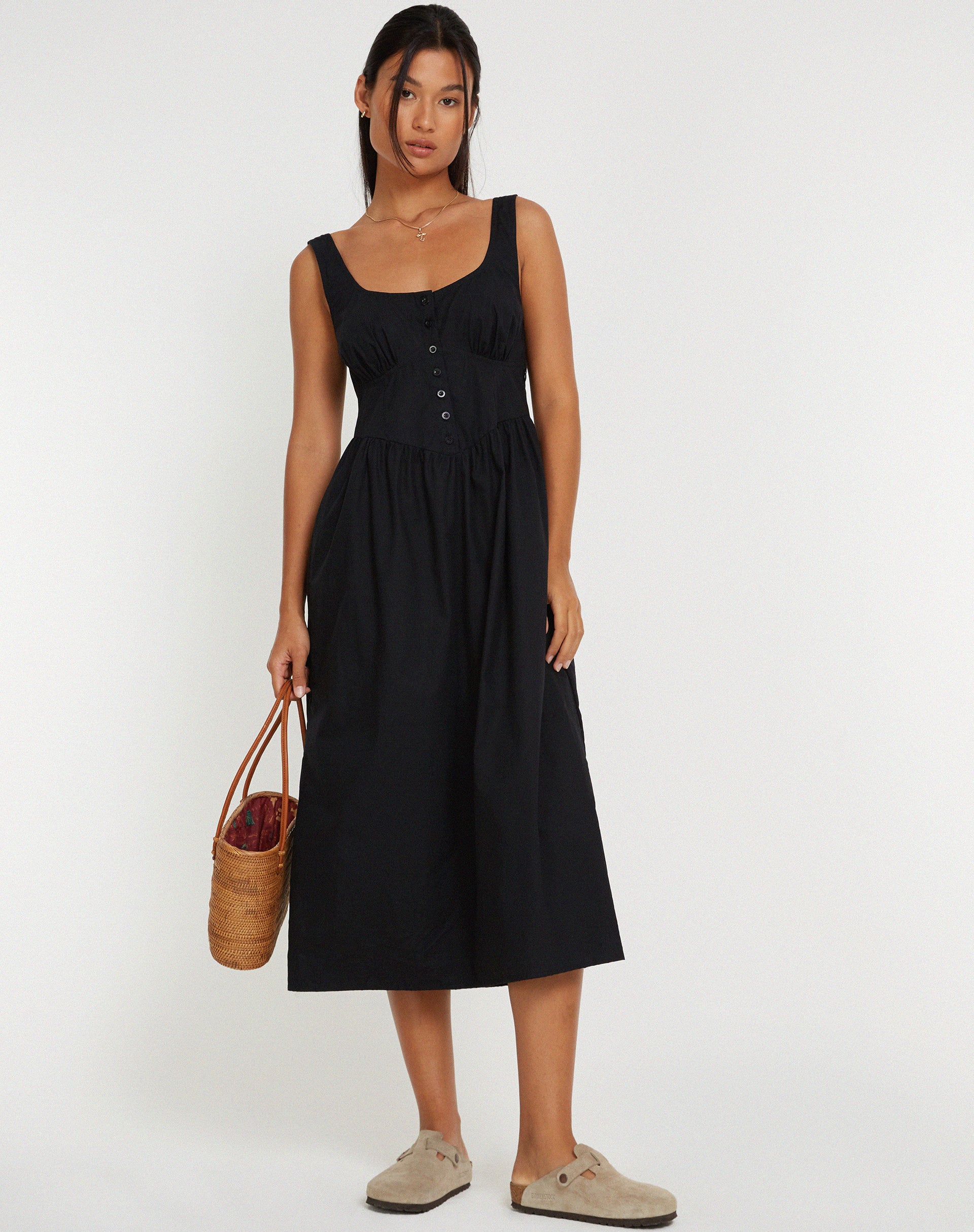 Melrose Midi Dress in Black-Nico Sky