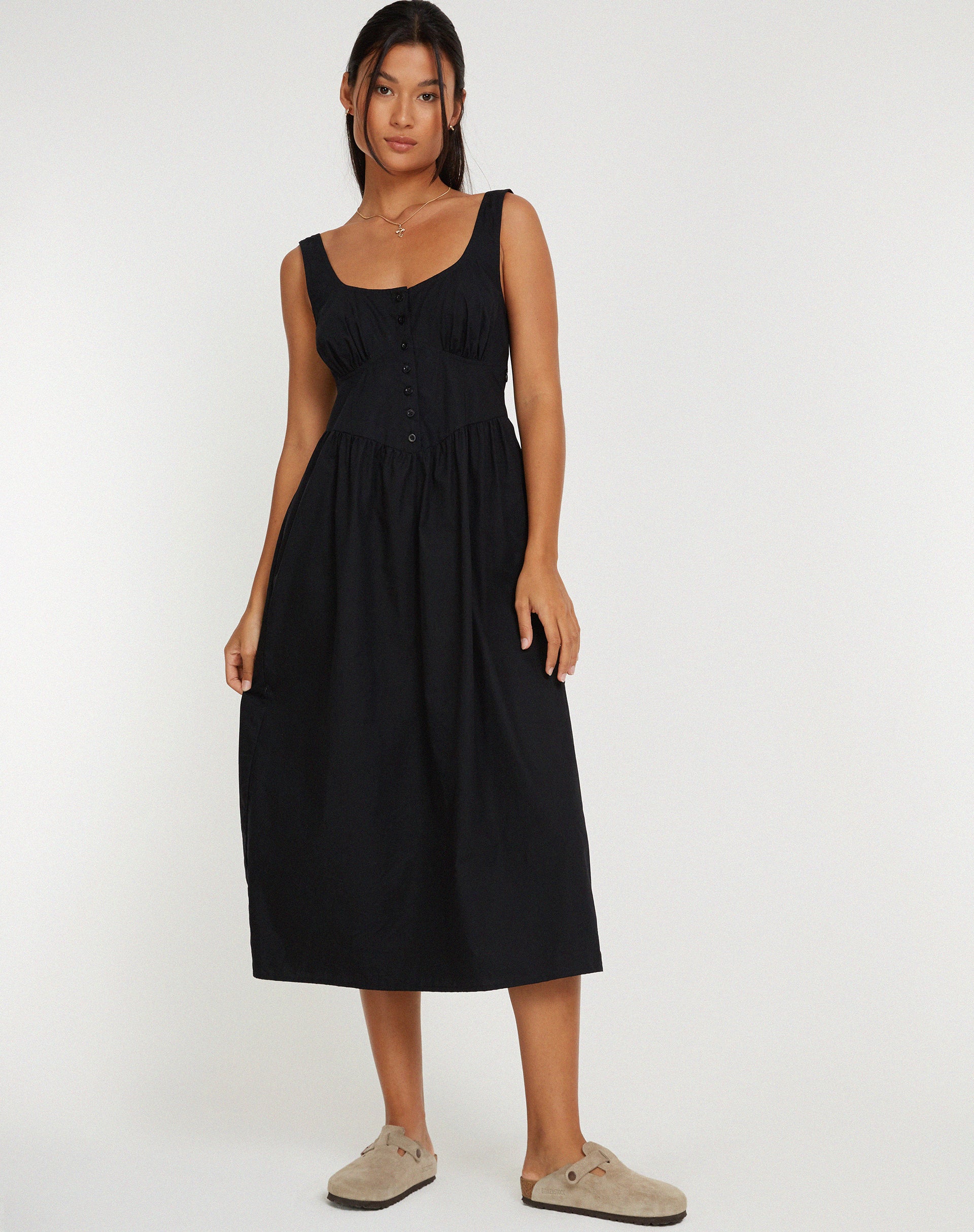 Melrose Midi Dress in Black-Nico Sky