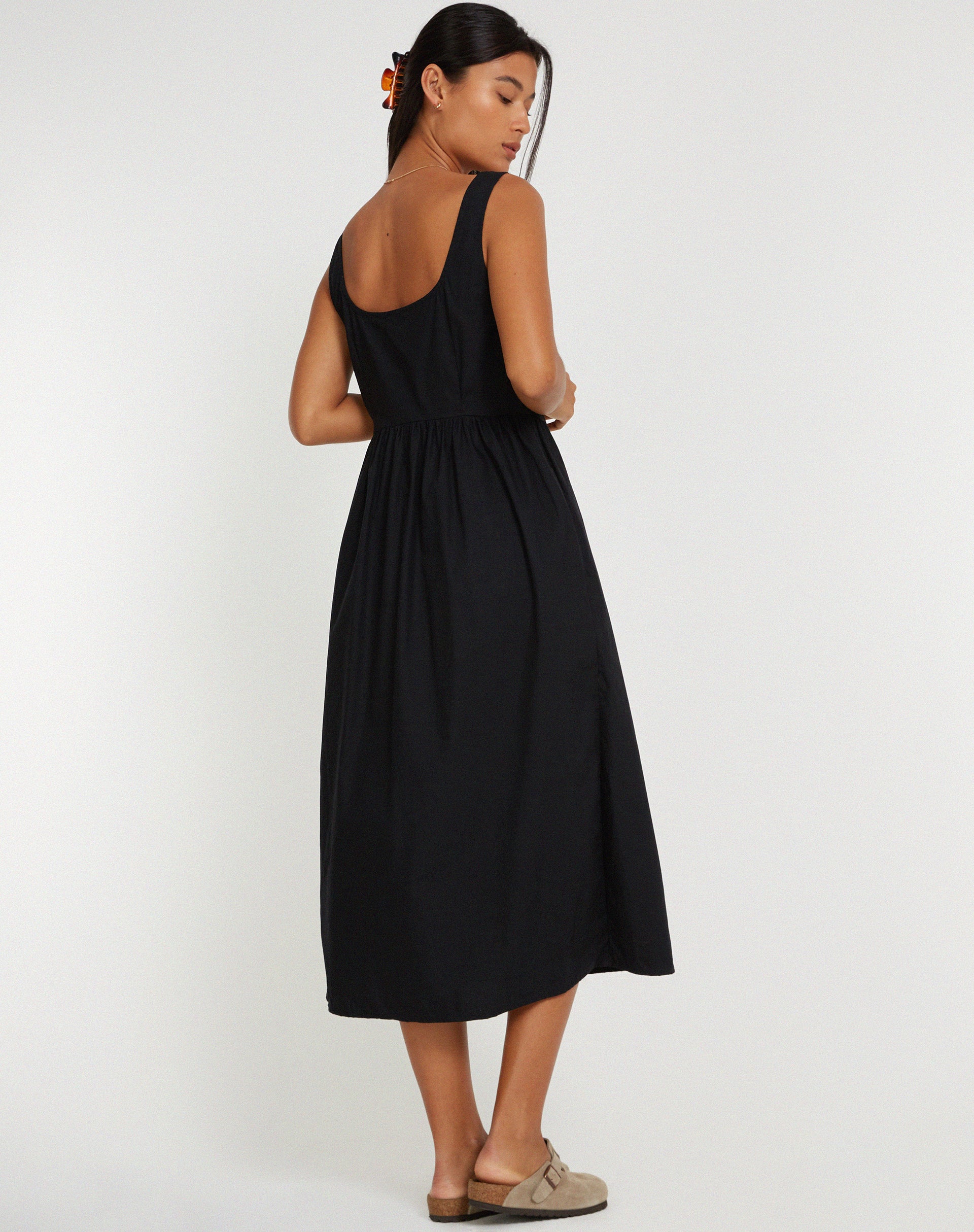 Melrose Midi Dress in Black-Nico Sky