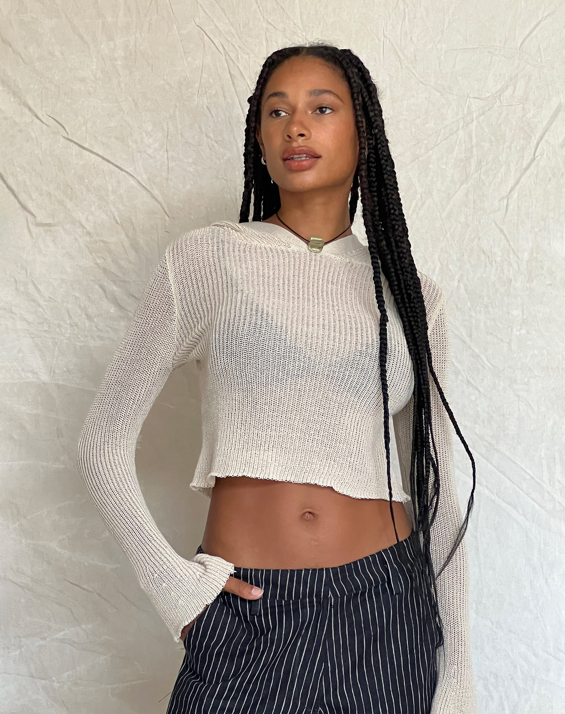 MOTEL X JACQUIE Mereba Hoodie in Natural-Nico Sky