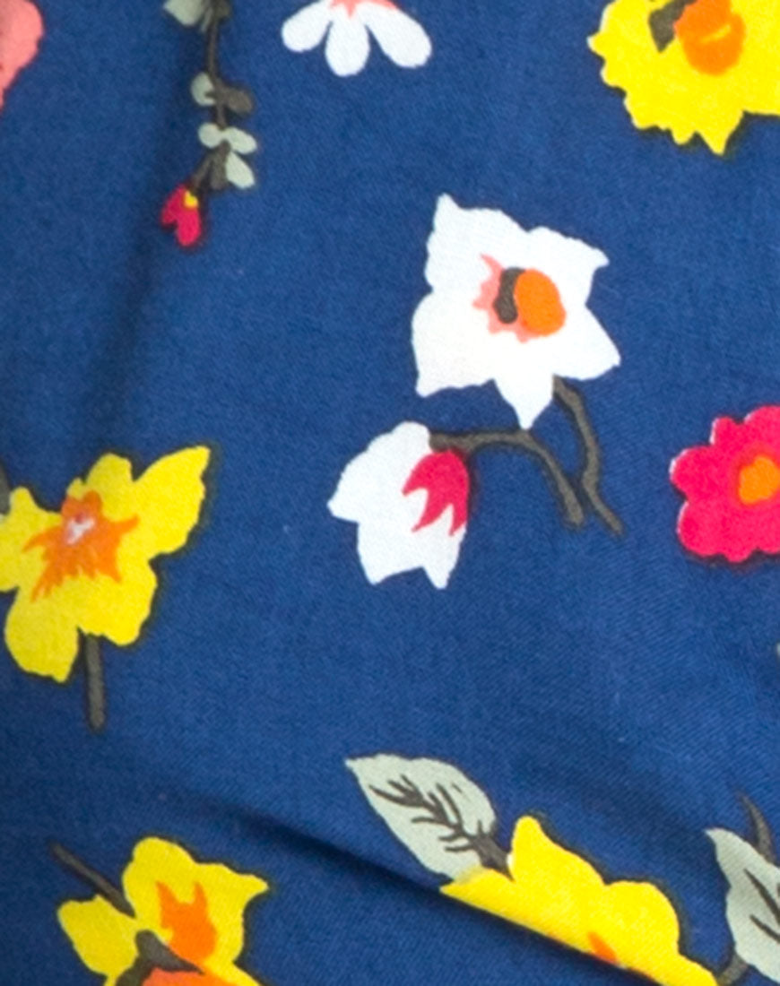 Meso Crop Top in Fleur Navy-Nico Sky