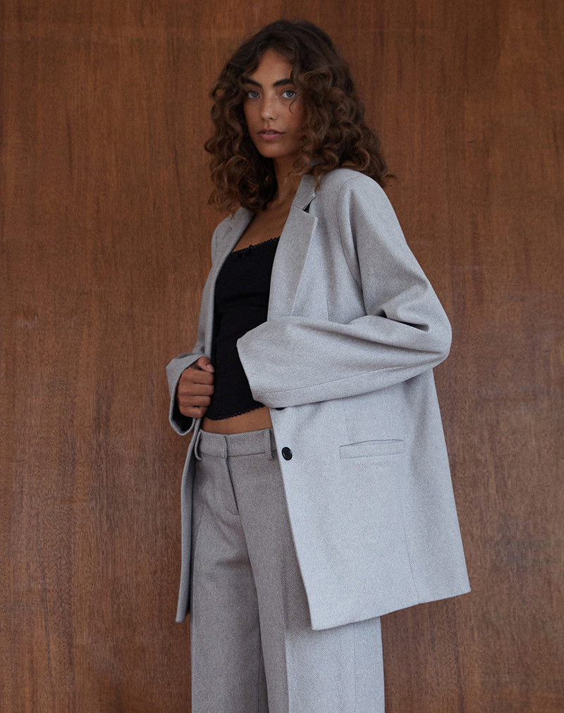 Messeir Faux Wool Blazer in Grey-Nico Sky