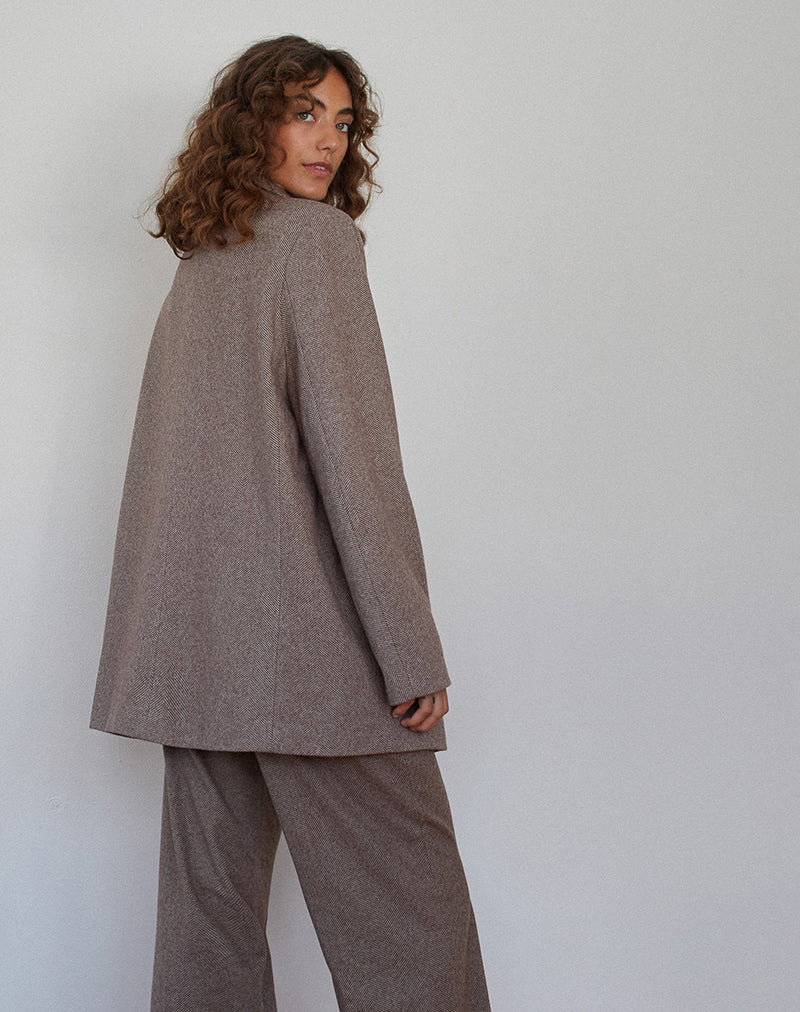 Messeir Faux Wool Blazer in Walnut-Nico Sky