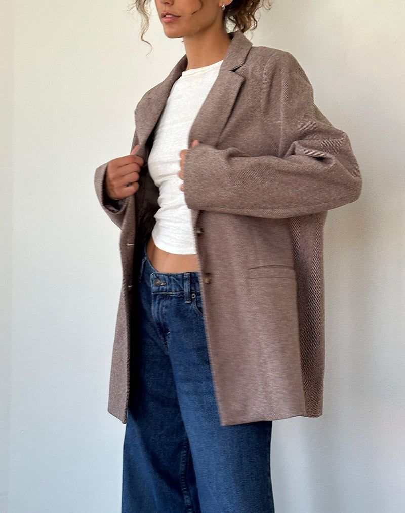 Messeir Faux Wool Blazer in Walnut-Nico Sky