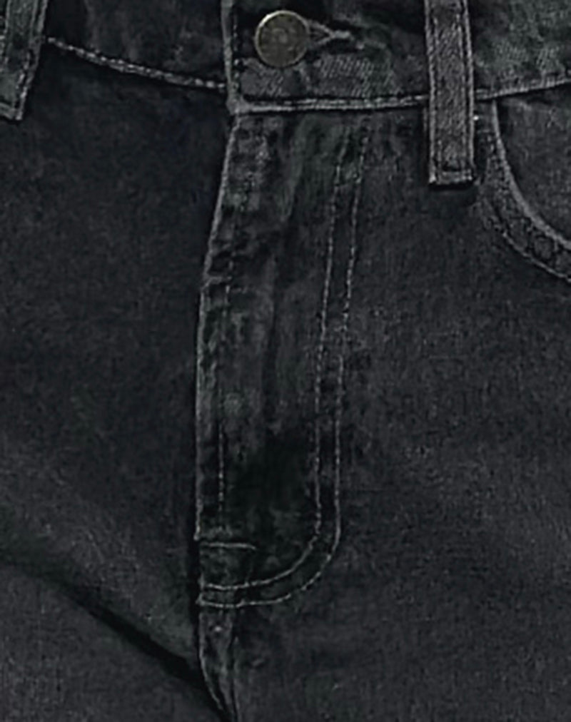 Mid Rise Turn Up Straight Jeans in Washed Black Grey-Nico Sky