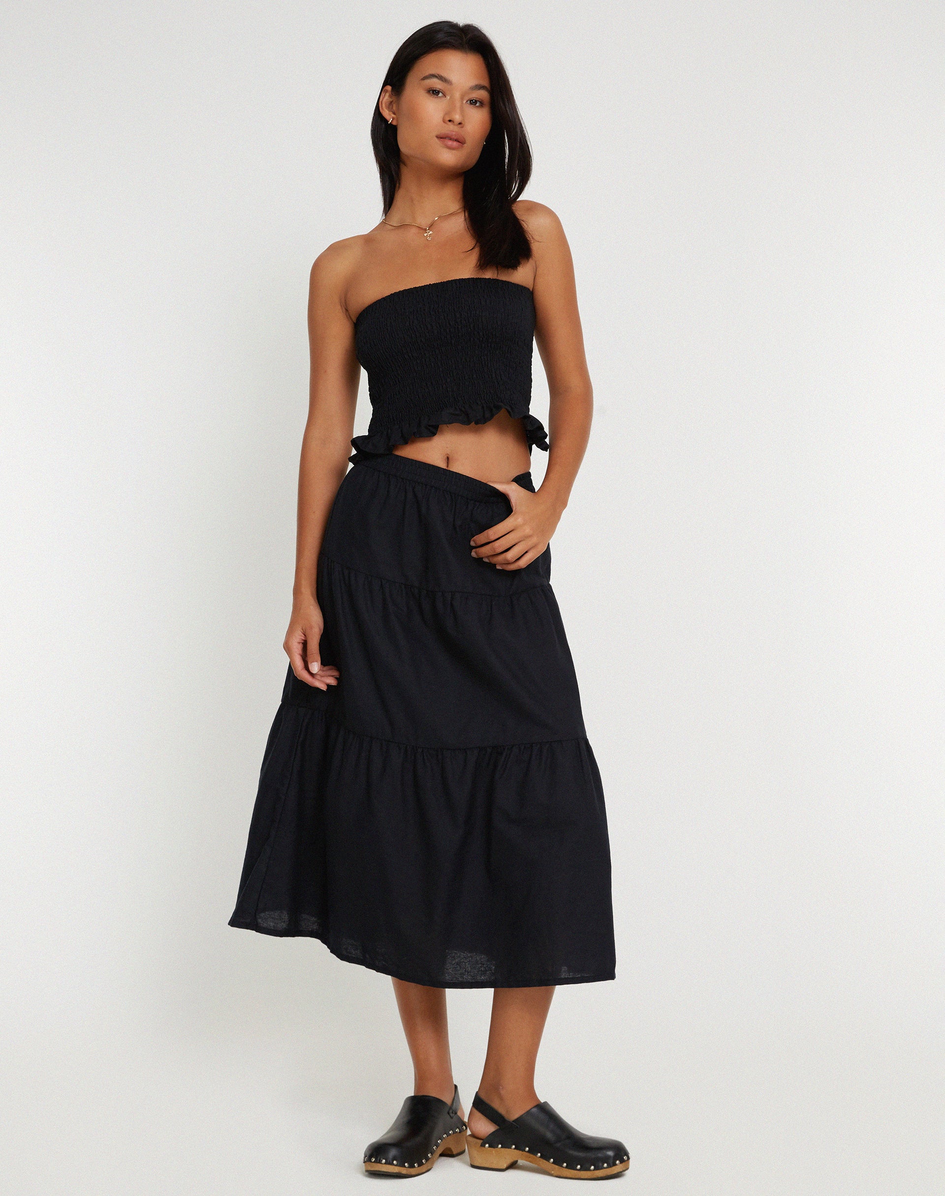 Midaxi Skirt in Black-Nico Sky