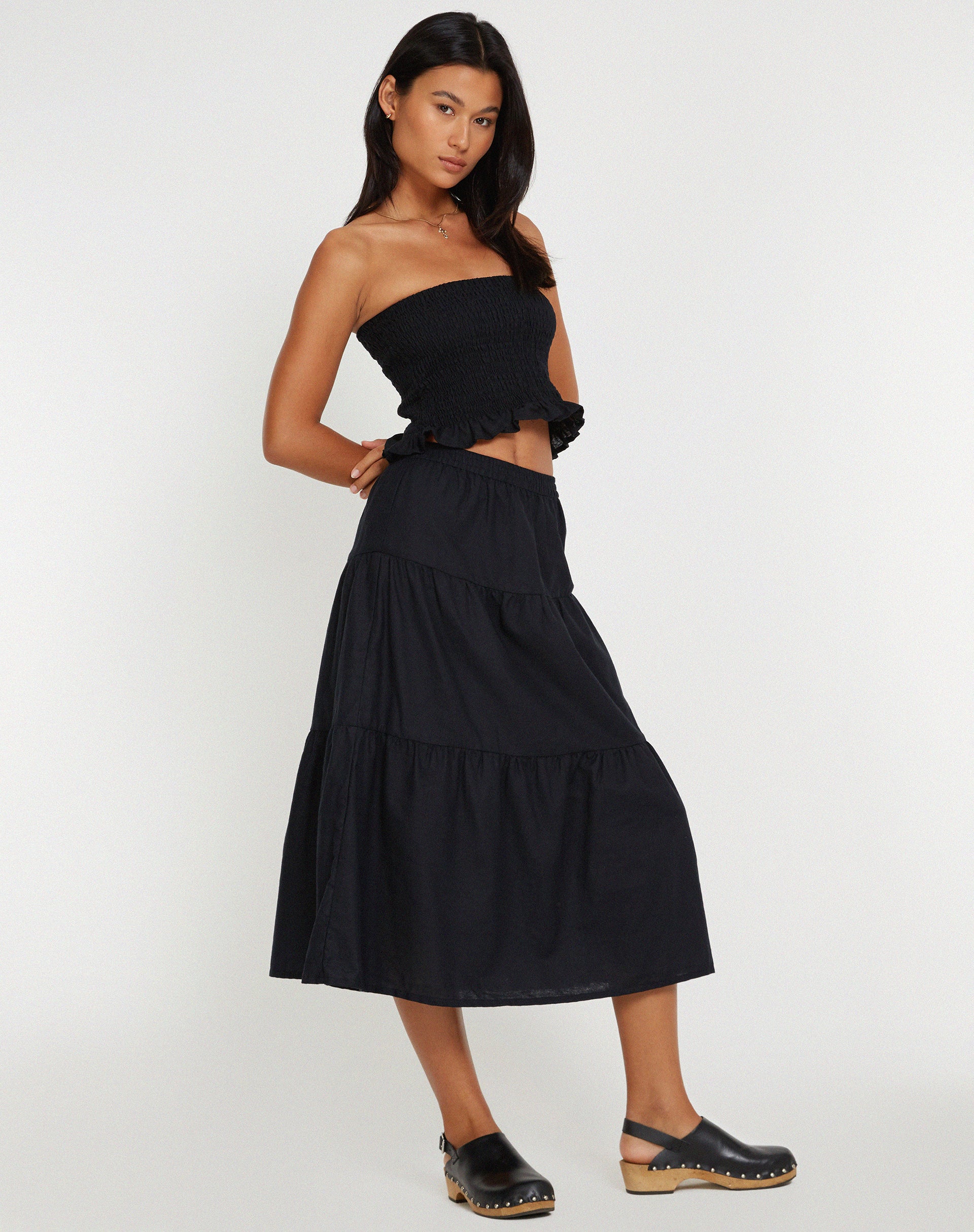 Midaxi Skirt in Black-Nico Sky
