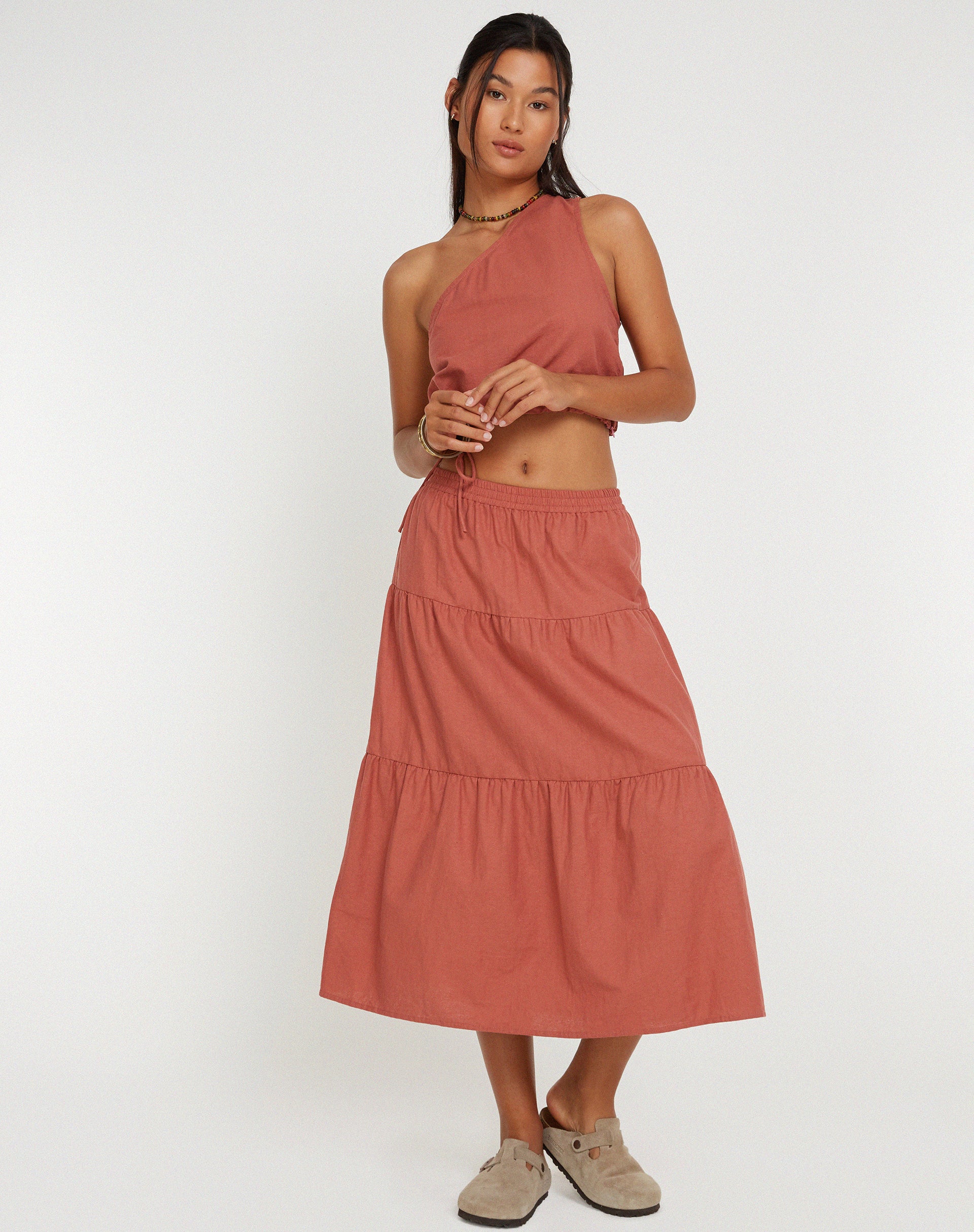 Midaxi Skirt in Cedar Wood-Nico Sky