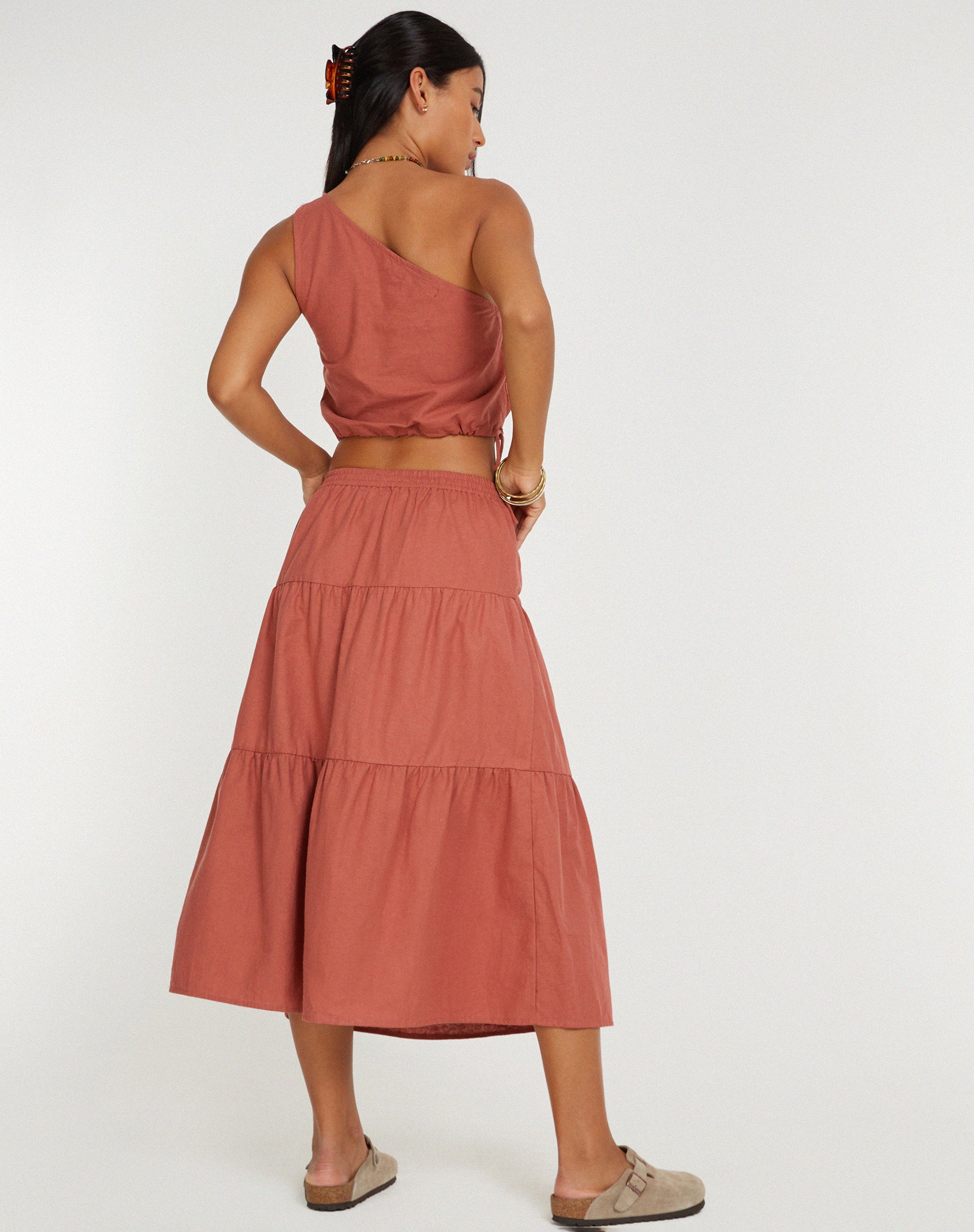 Midaxi Skirt in Cedar Wood-Nico Sky