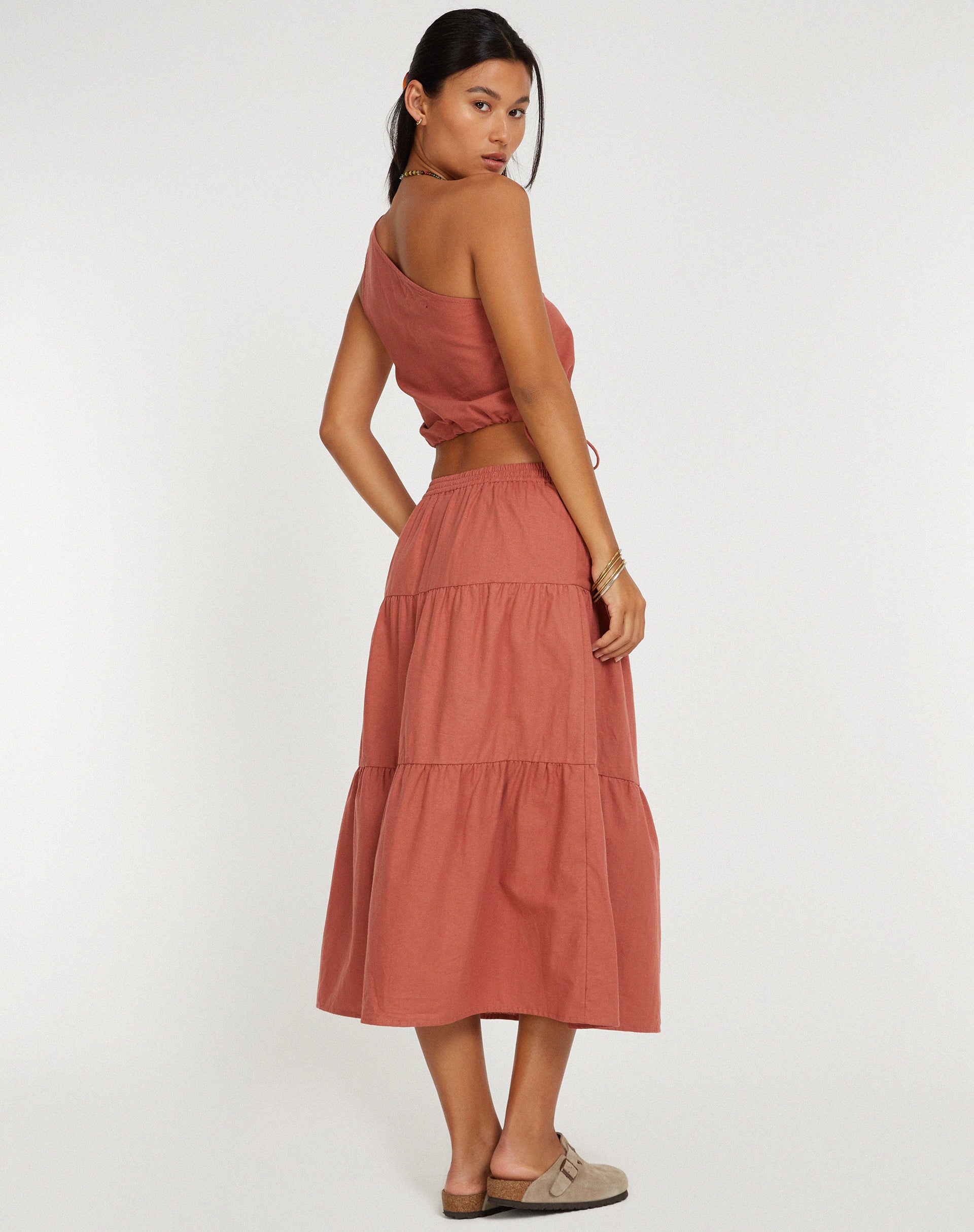 Midaxi Skirt in Cedar Wood-Nico Sky