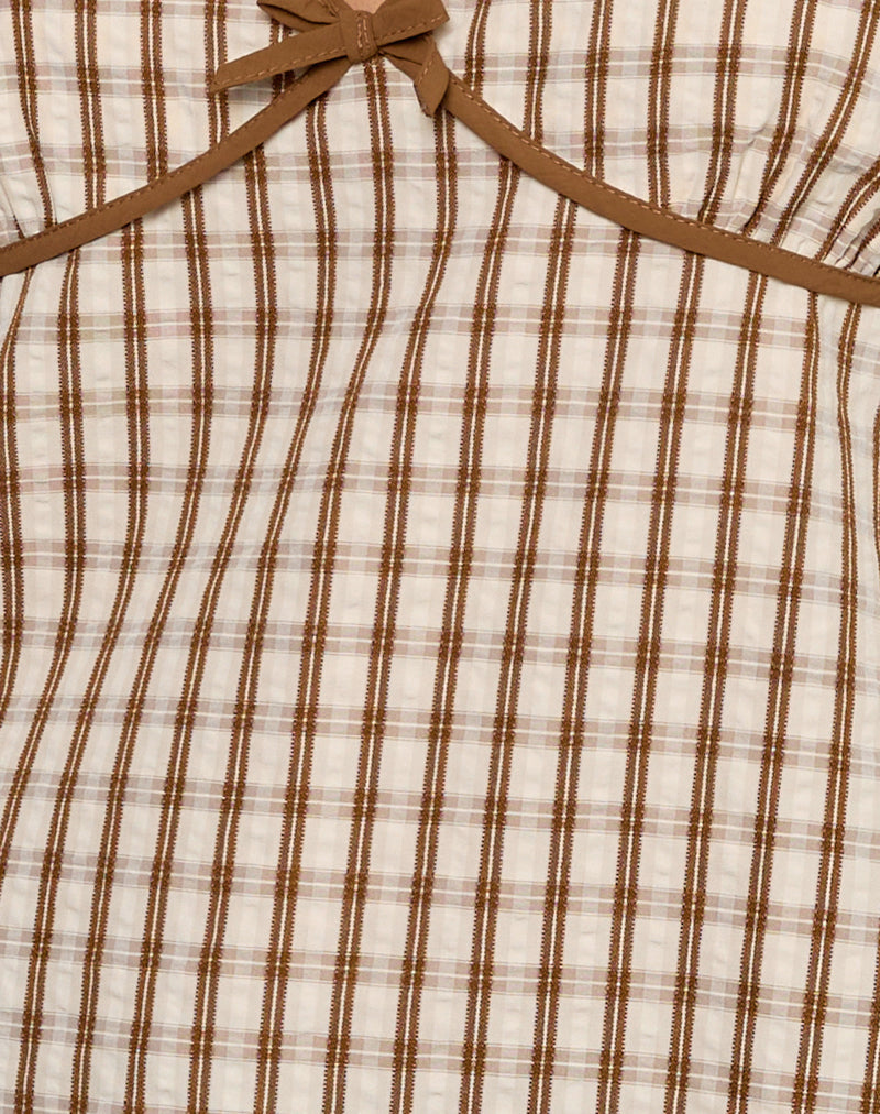 Milota Cami Top in Brown Check-Nico Sky