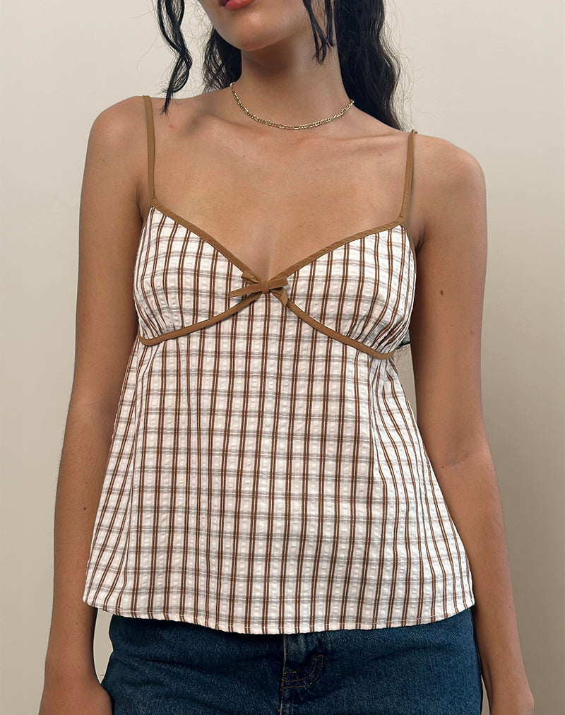 Milota Cami Top in Brown Check-Nico Sky