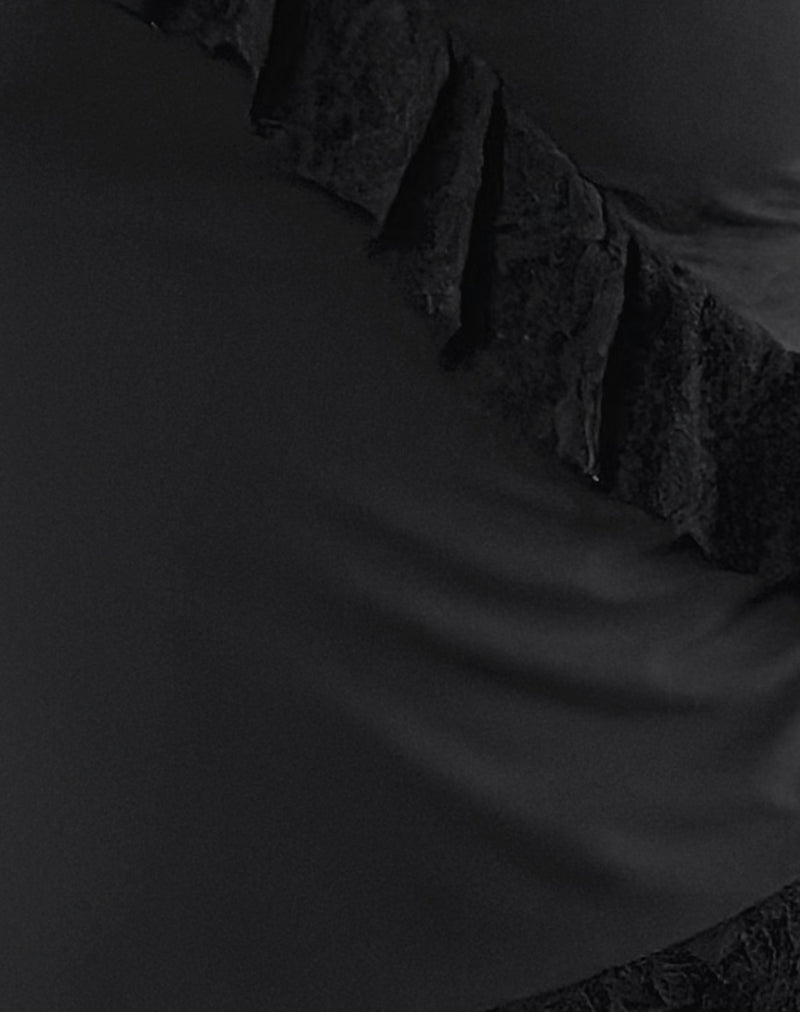 Milova Cami Top in Black with Lace Frill Trim-Nico Sky