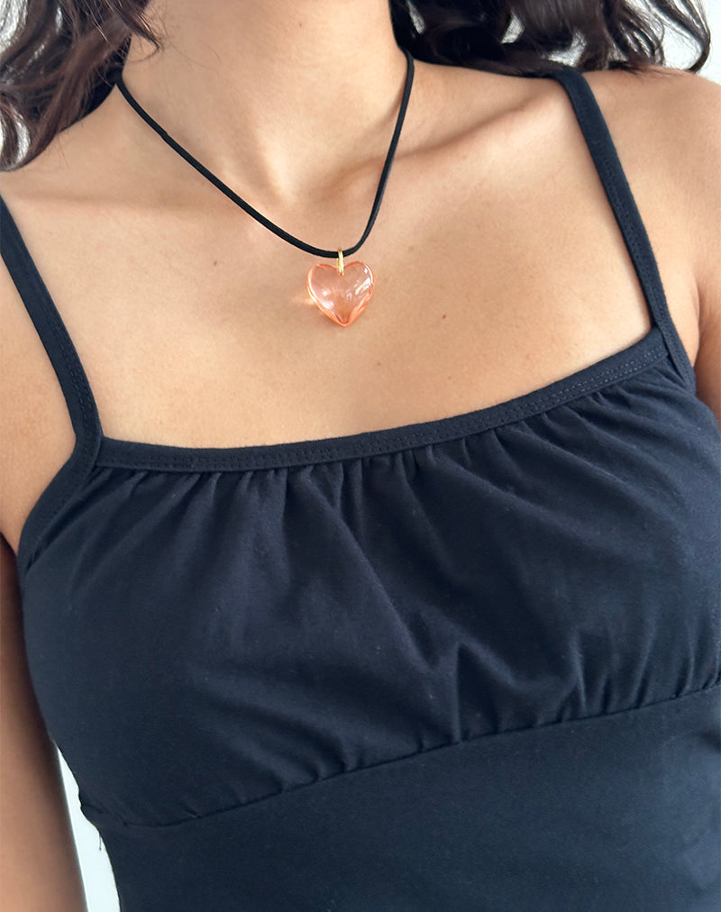 Mimi Pink Glass Heart Necklace-Nico Sky