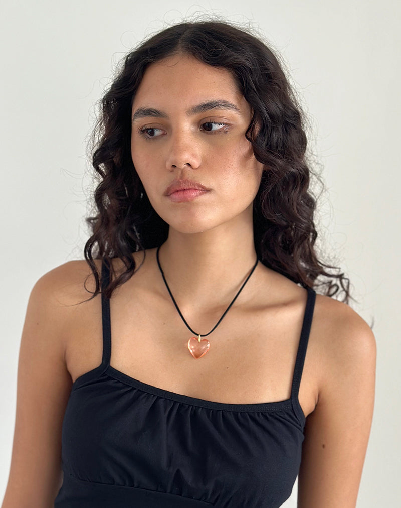Mimi Pink Glass Heart Necklace-Nico Sky